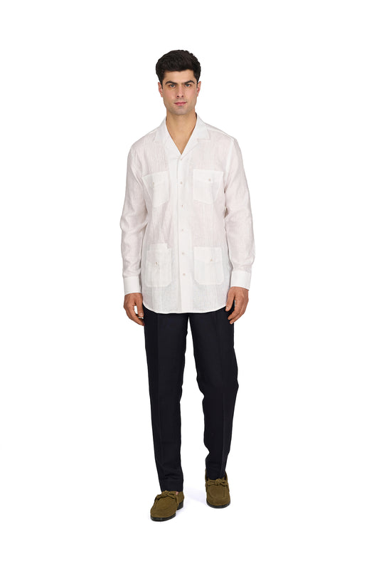 White Linen Utility Shirt