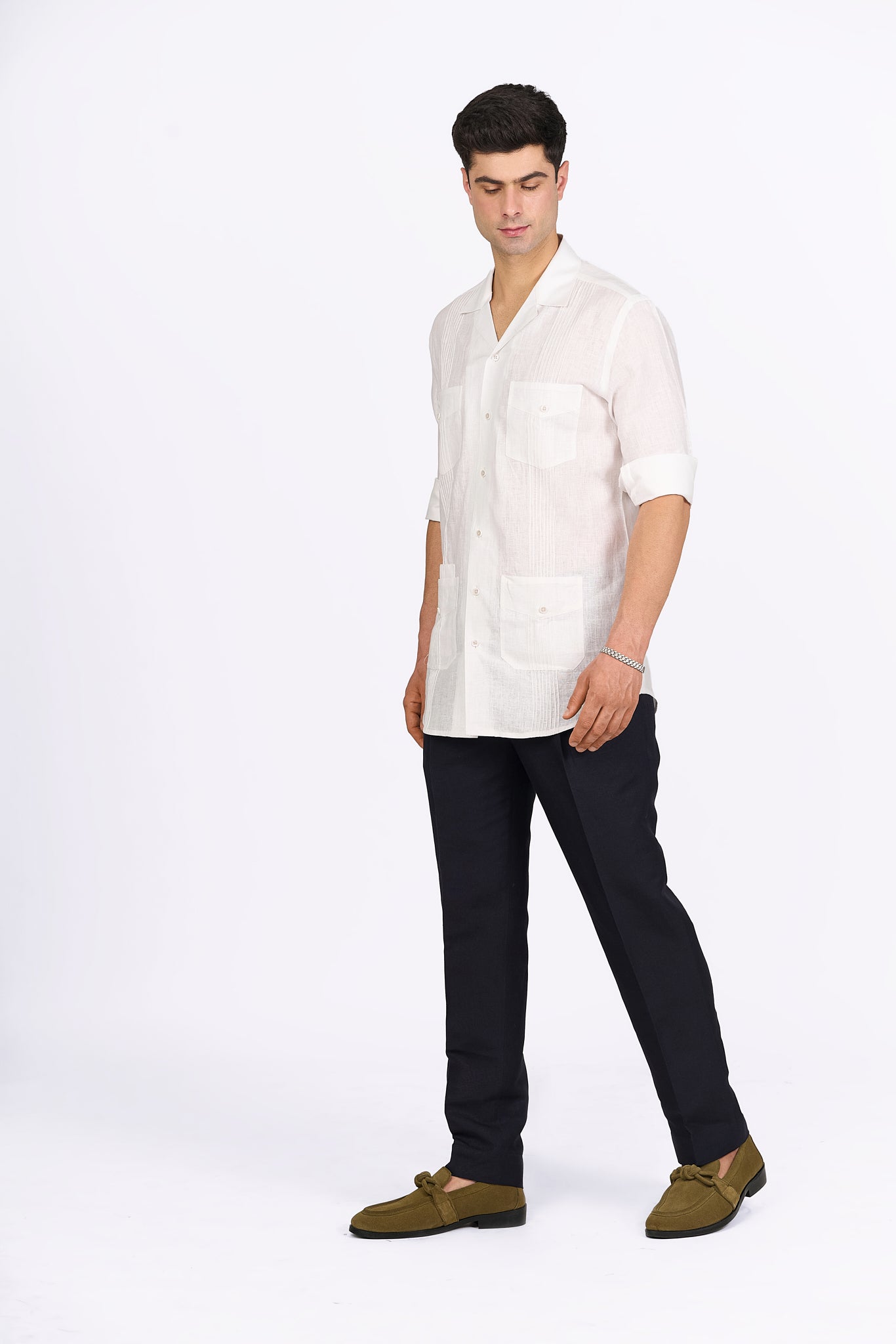 White Linen Utility Shirt