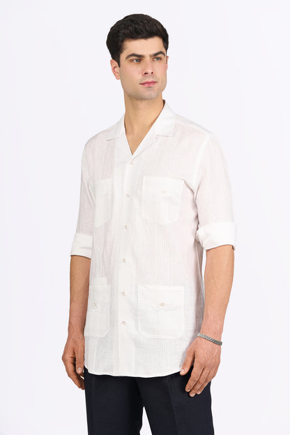 White Linen Utility Shirt