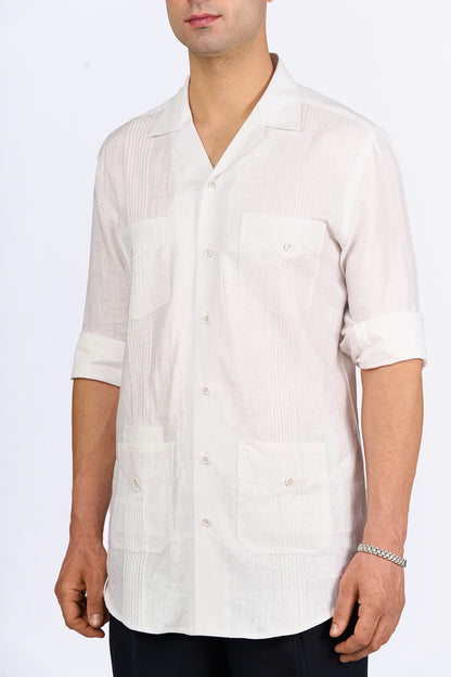 White Linen Utility Shirt