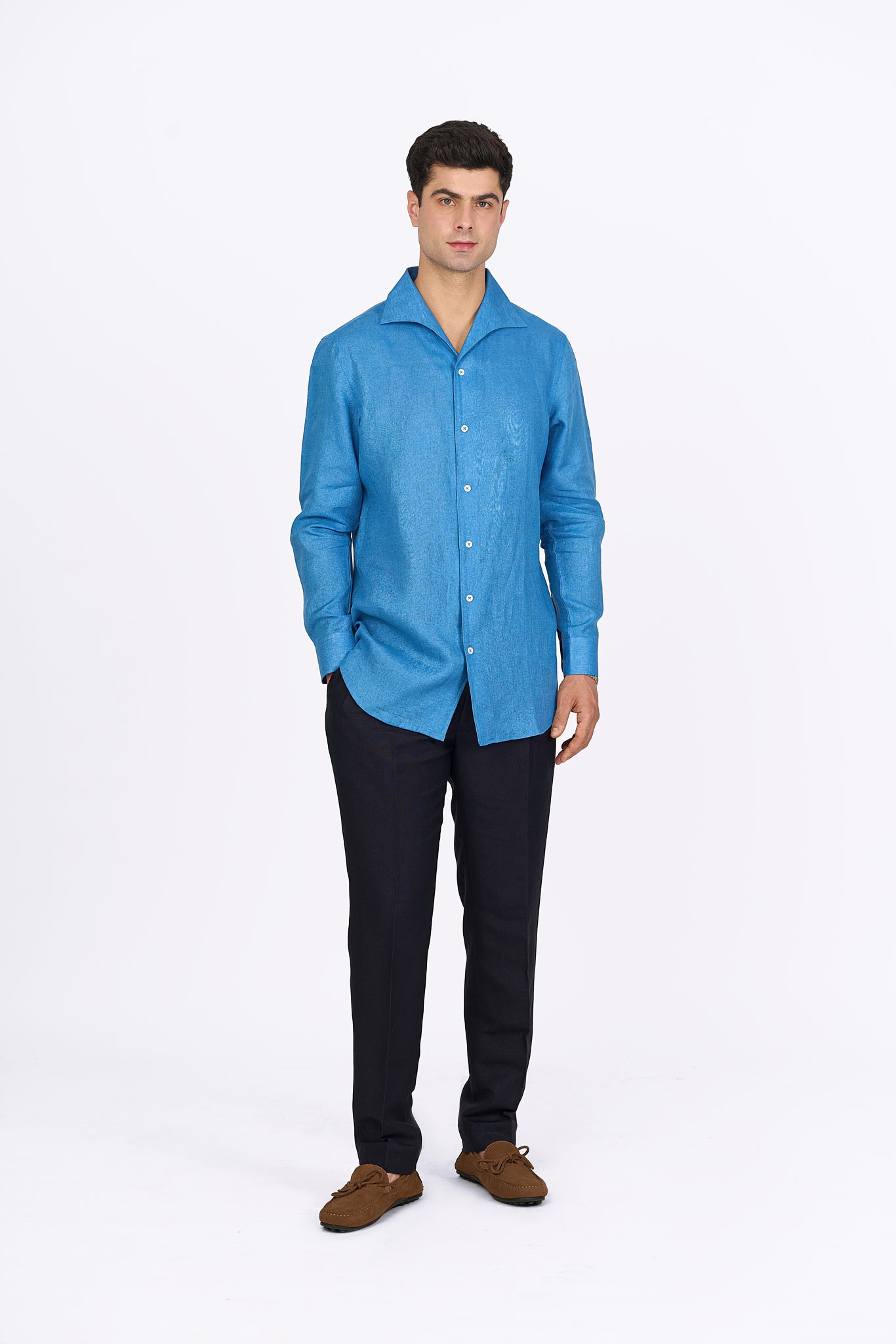 Azure Blue Linen Shirt