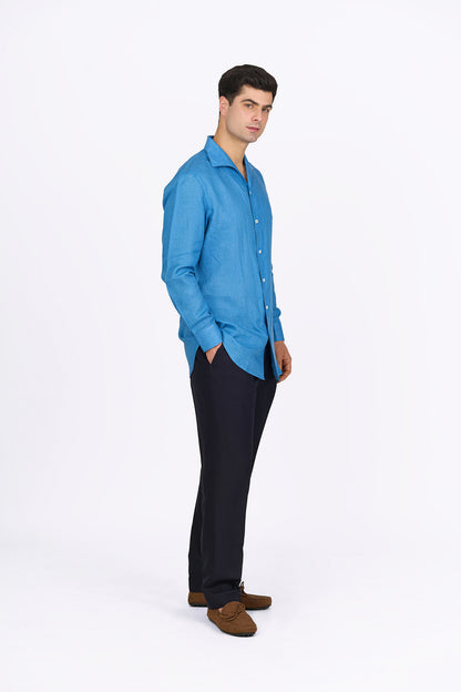 Azure Blue Linen Shirt