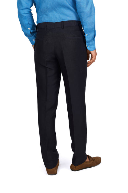 Midnight Blue Linen Pleated Trousers