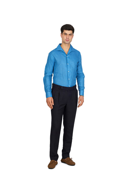 Azure Blue Linen Shirt