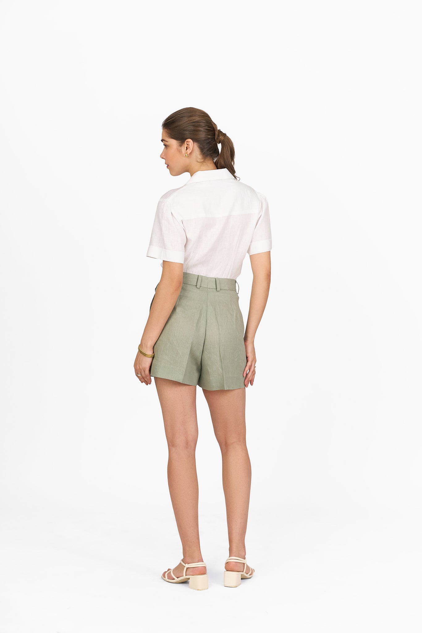 Pearl White Camp Collar Linen Shirt