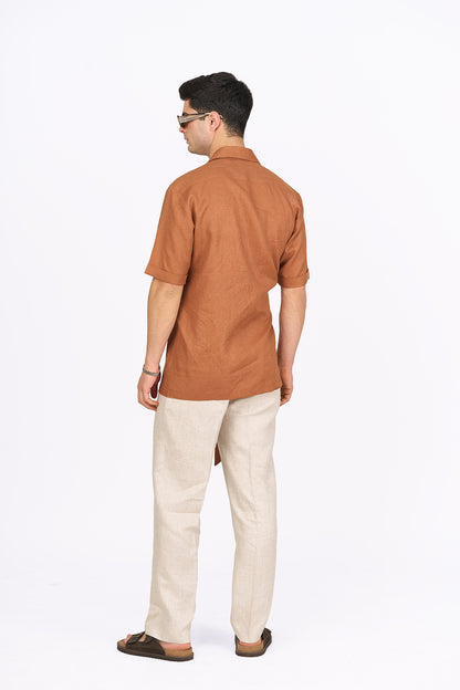 Rust Linen Wrap Shirt