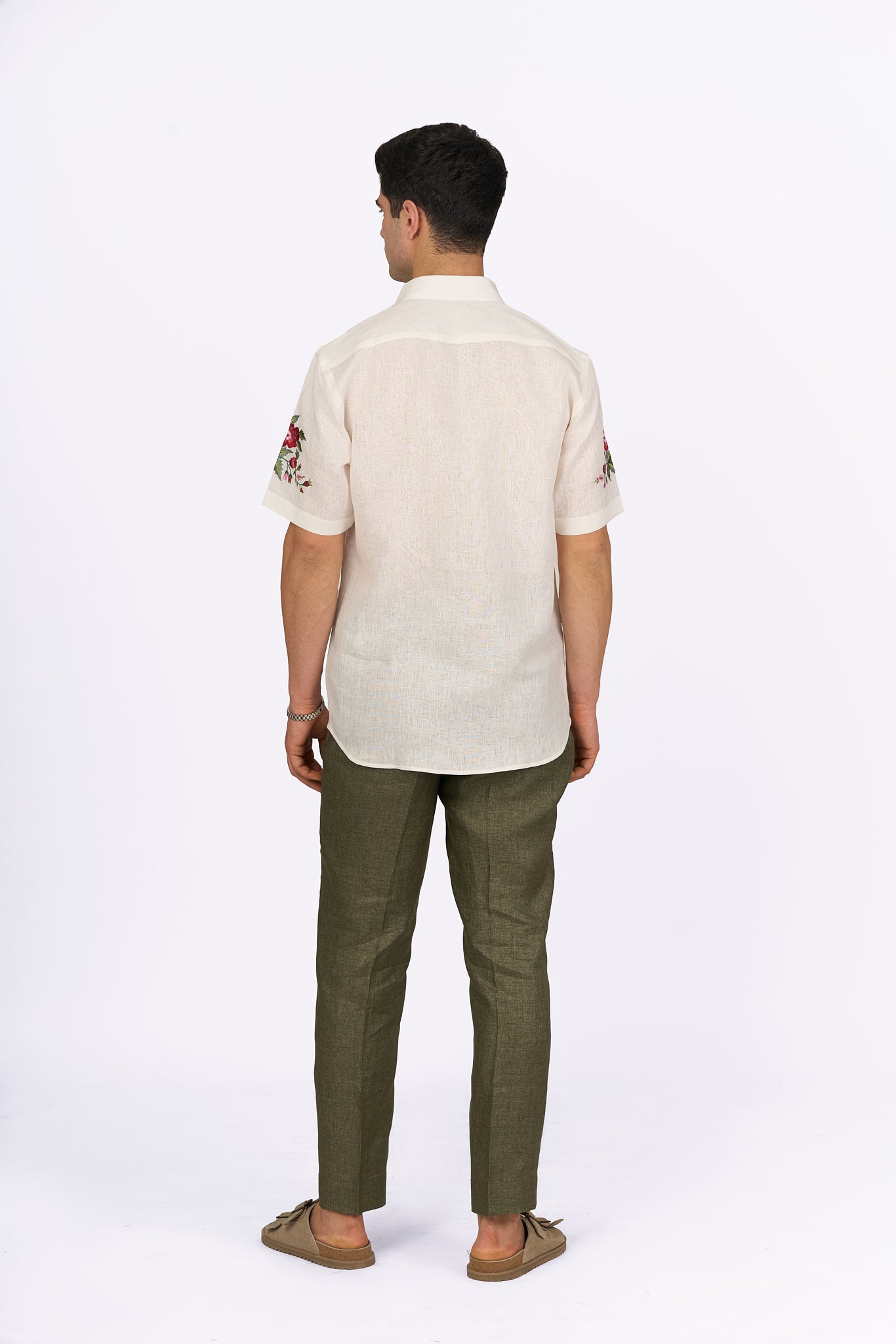 Ivory Linen Embroidered Shirt