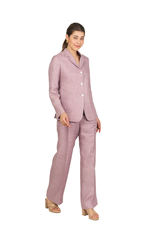 Dusty Mauve Notch Lapel Single Breasted Linen Co ord Set