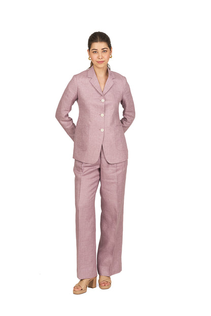 Dusty Mauve Notch Lapel Single Breasted Linen Co ord Set