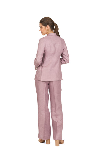 Dusty Mauve Notch Lapel Single Breasted Linen Co ord Set