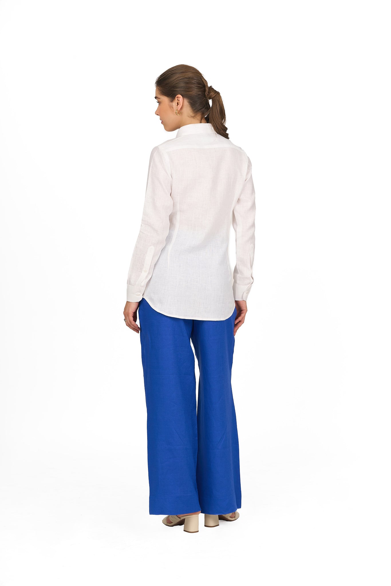 Pearl White Slim Fit Linen Shirt