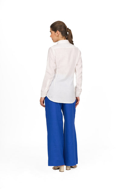 Pearl White Slim Fit Linen Shirt