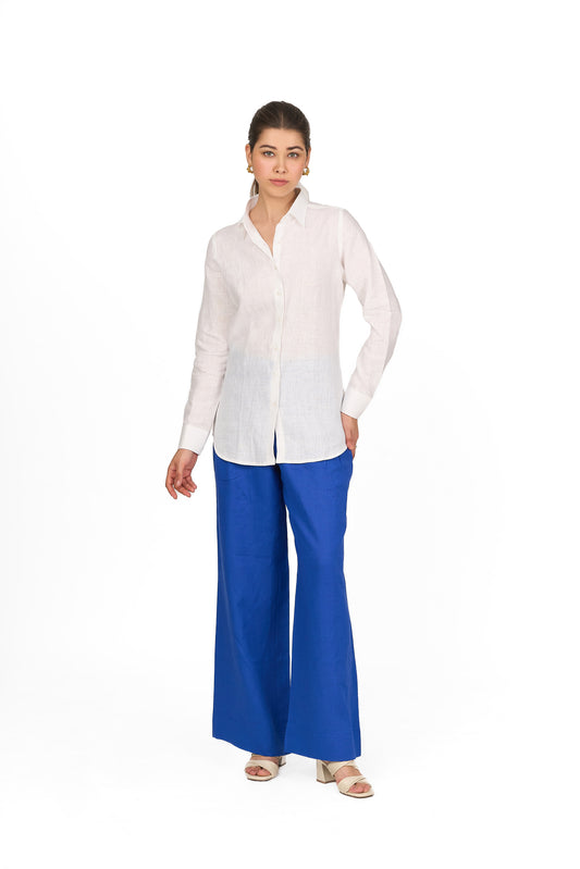 Pearl White Slim Fit Linen Shirt