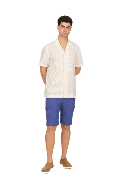 Iris Blue Linen Cargo Shorts
