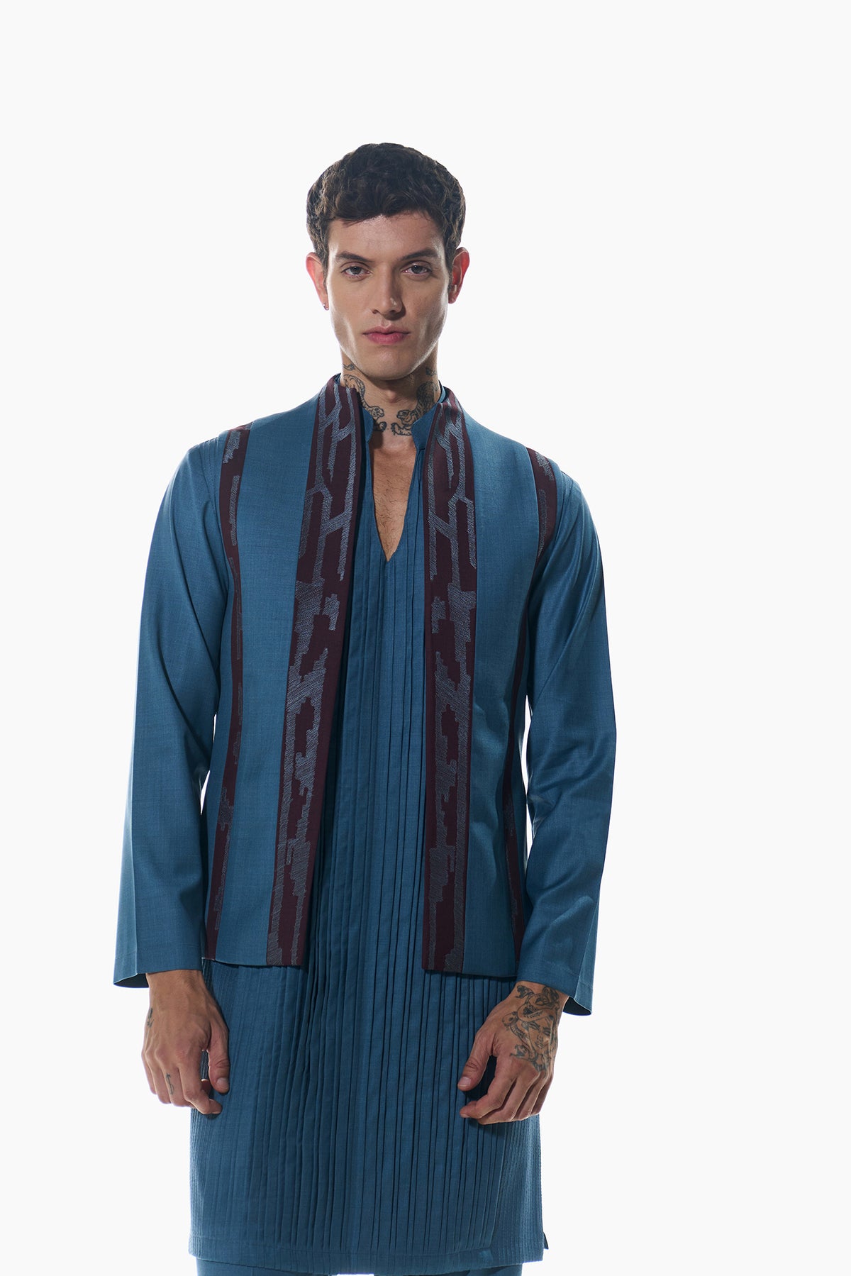 Cobalt Pintuck Layer Kurta