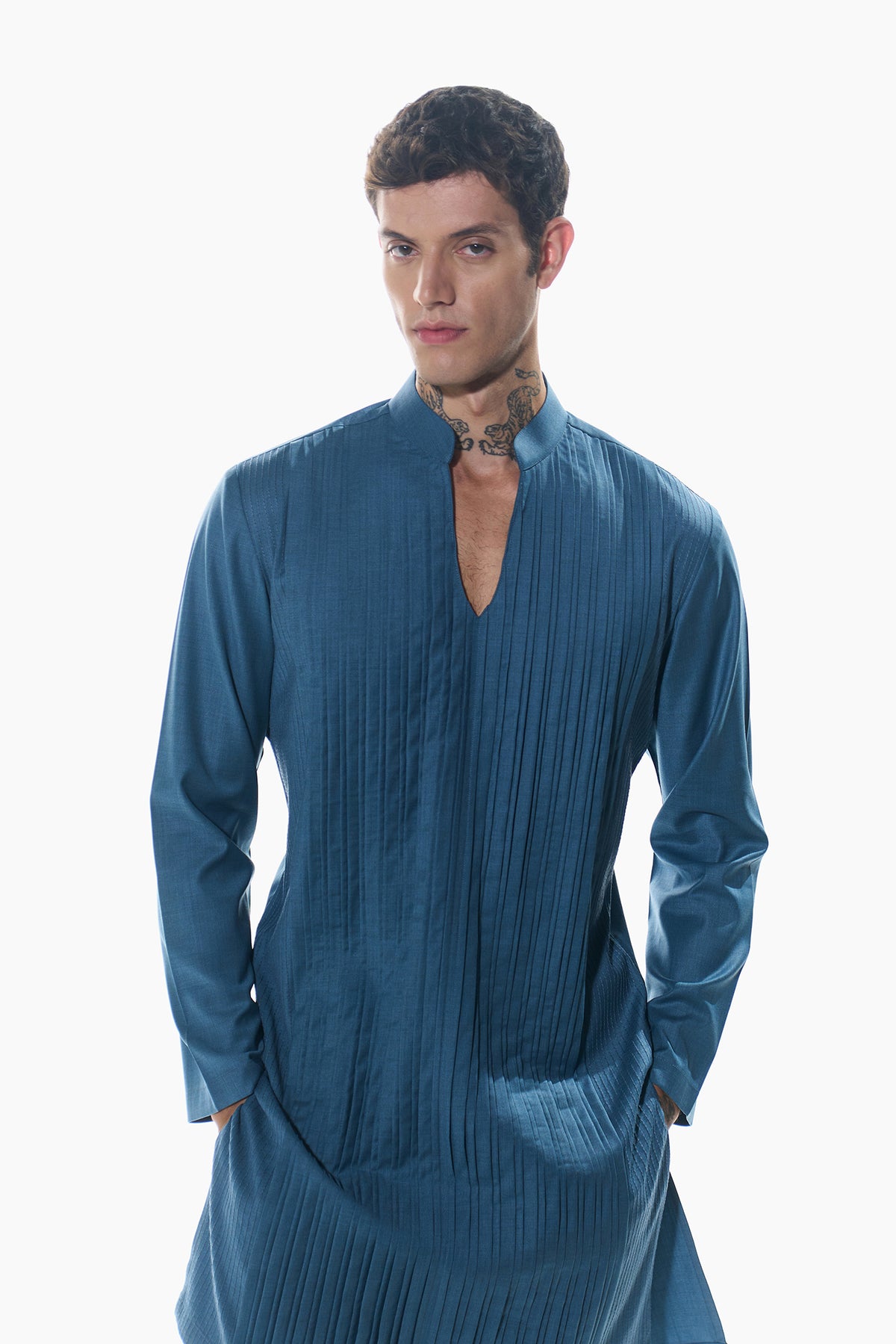 Cobalt Pintuck Layer Kurta