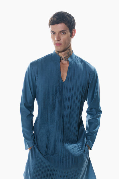 Cobalt Pintuck Layer Kurta