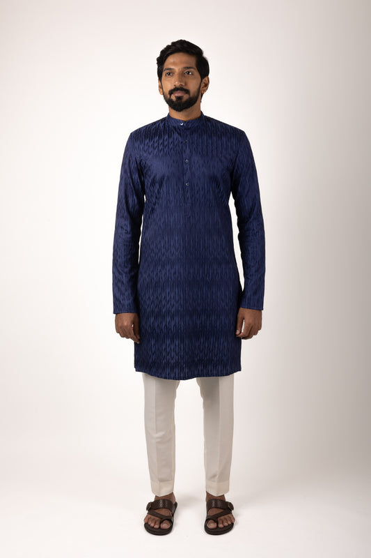 Gatsby Select Ikat Embroidered Kurta (blue)