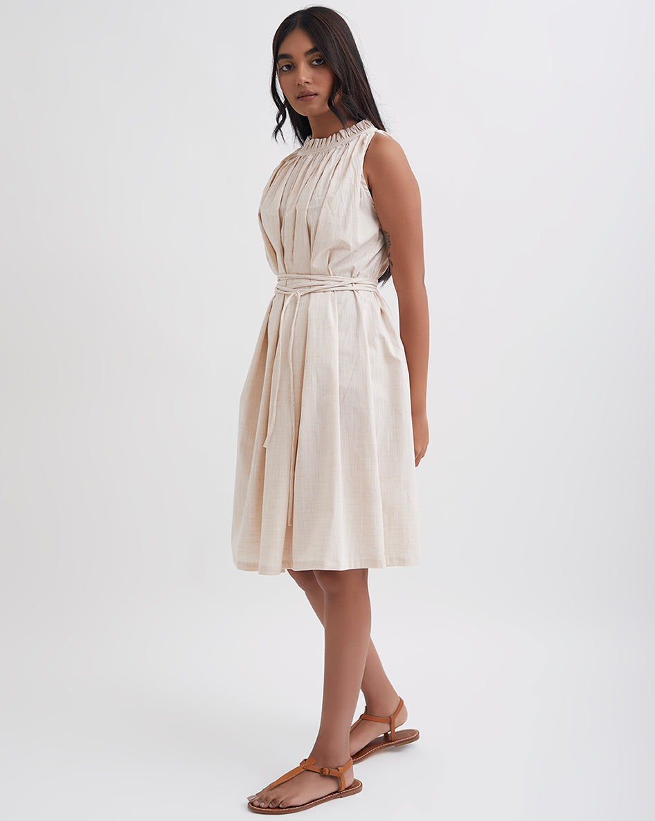 Summer Cloud Scalloped Tie Up Dress