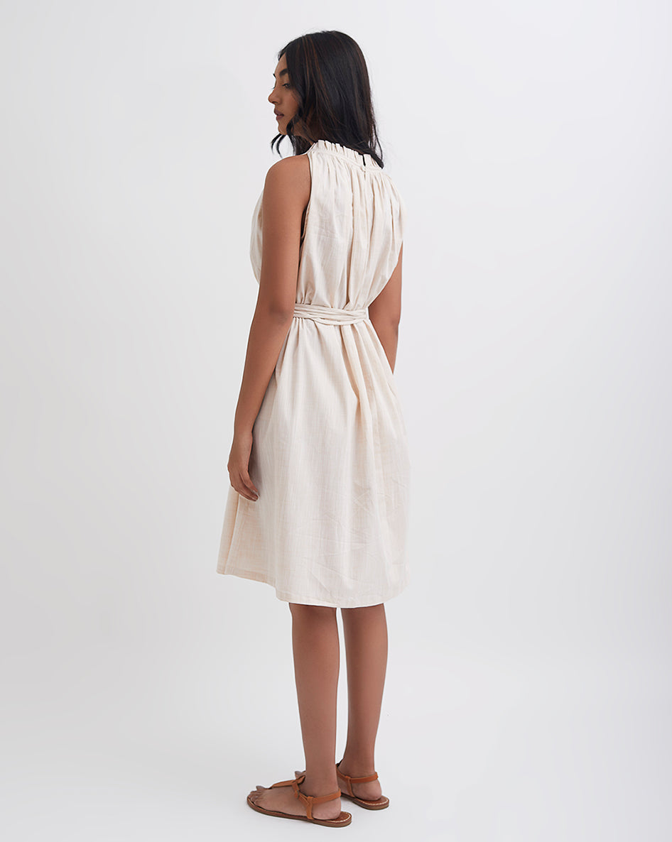 Summer Cloud Scalloped Tie Up Dress
