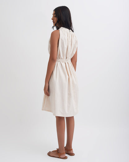 Summer Cloud Scalloped Tie Up Dress