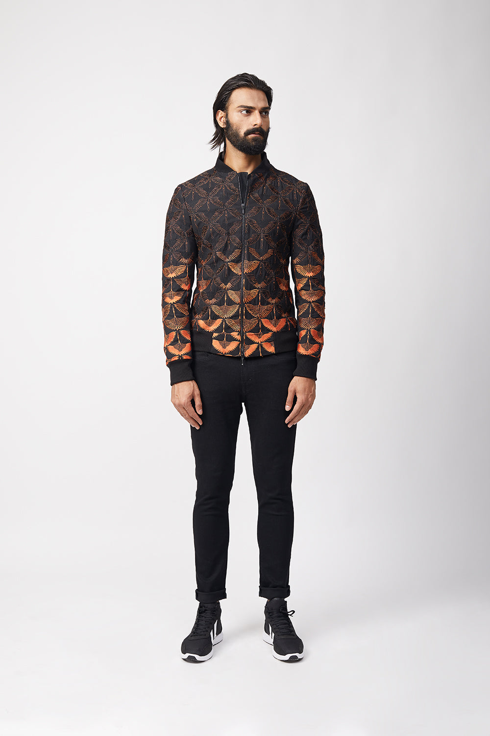 "Orizuru" Embroidered Bomber (ombre Orange)