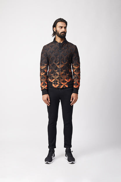 "Orizuru" Embroidered Bomber (ombre Orange)