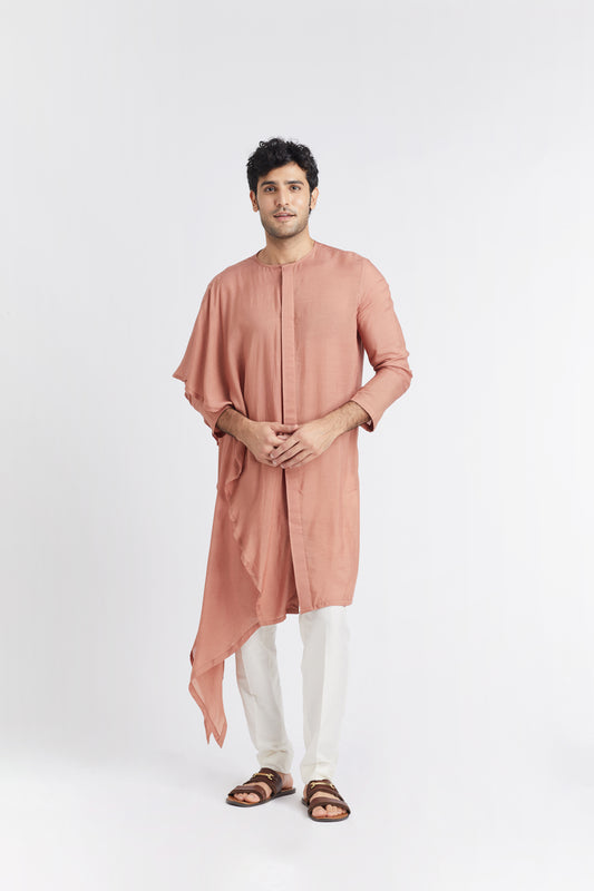 Asymmetric Cream Drape kurta