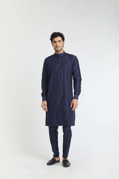 "Cavern" Textured Cotton Silk Kurta (blue)