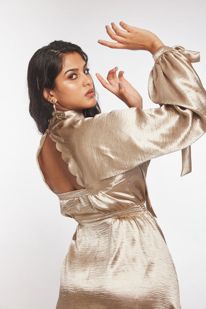 Iris Liquid Gold Smock Dress