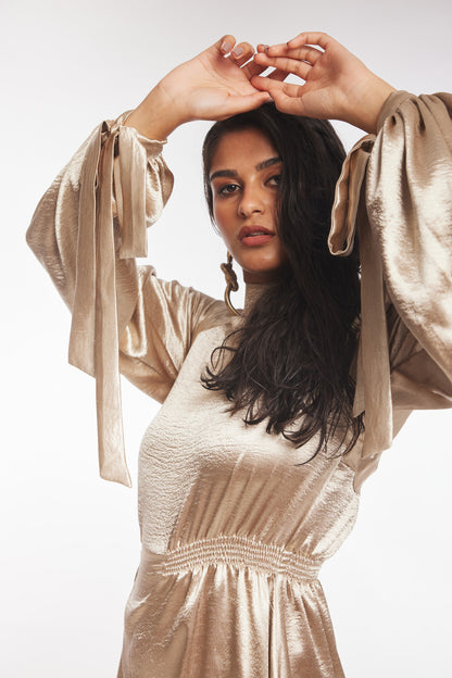 Iris Liquid Gold Smock Dress