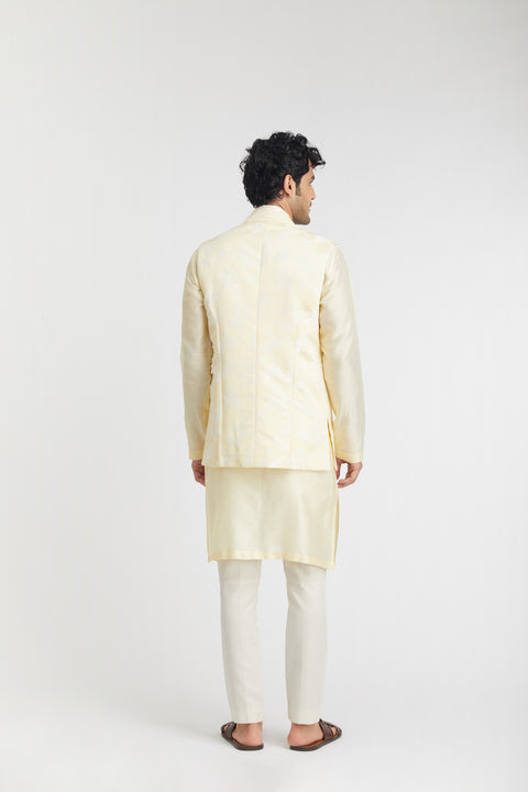 "Fayrouz Celebration" Jacquard Nehru Jacket (yellow)
