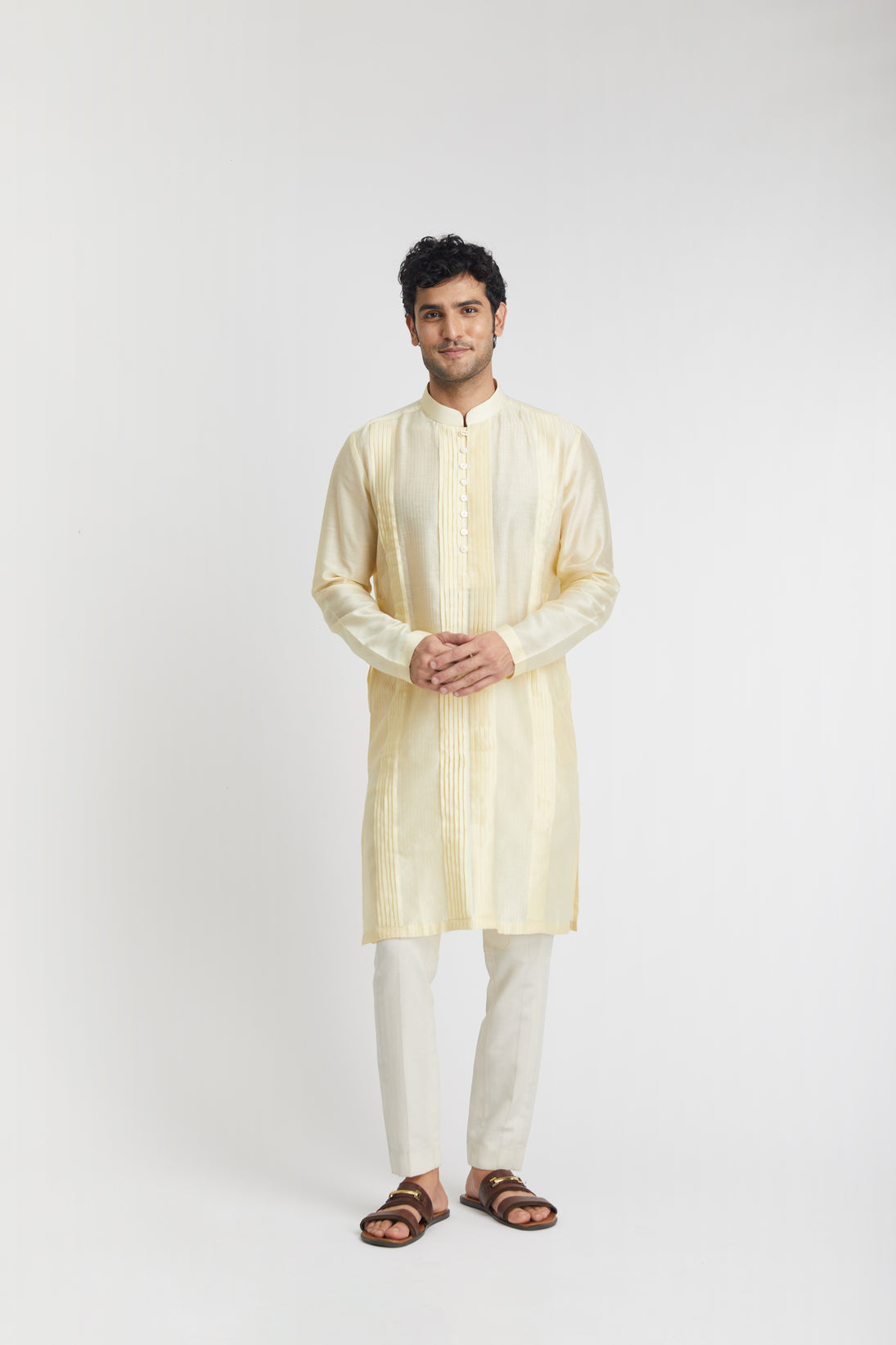 "Opulence" Chanderi Cotton Kurta (yellow)