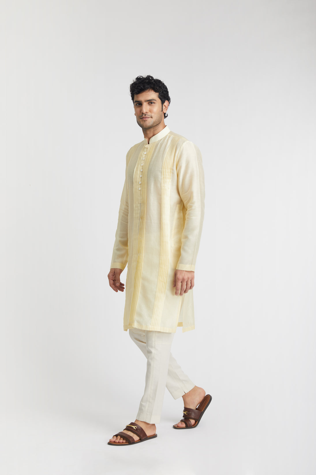 "Opulence" Chanderi Cotton Kurta (yellow)