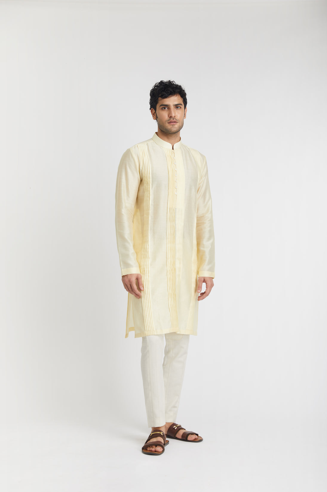 "Opulence" Chanderi Cotton Kurta (yellow)