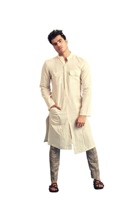SSF Asymmetric Linen Kurta