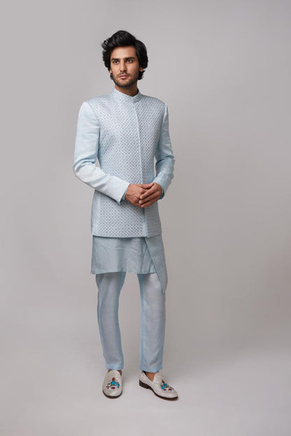 Yugen BB Embroidered bandhgala (light blue)