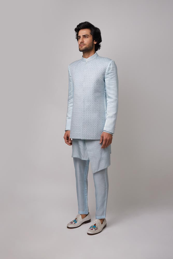 Yugen BB Embroidered bandhgala (light blue)